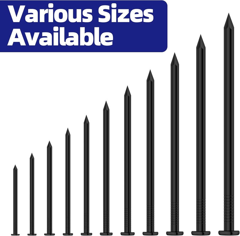 Etauwe 1-1/2 Inch Black Carbon Steel Hardware Nails, 300 PCS Common Nails for Woodworking Projects - Image 3